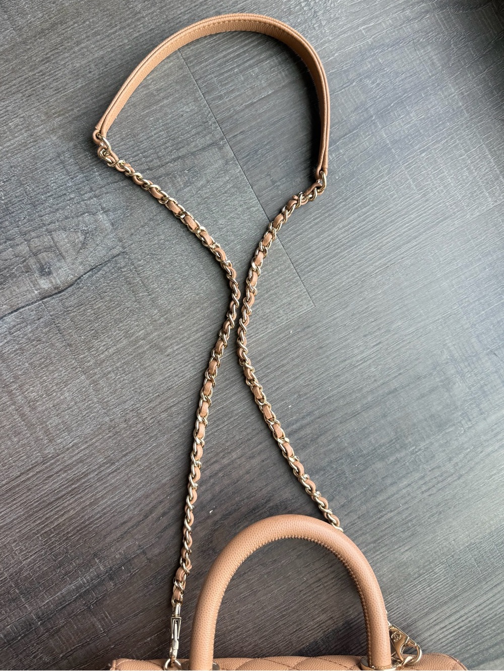 CHANEL Quilted Crossbody Top-Handle Bag in Tan - Picture 2 of 9